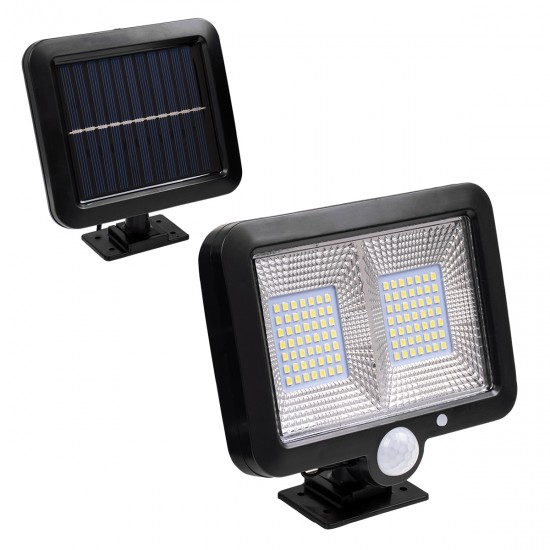 GLOBOSTAR® ZETA 71459 Προβολέας με Ανιχνευτή PIR / Αισθητήρα Κίνησης LED 20W 600lm 120° DC 5V με Φωτοβολταϊκό Panel 5V 1W & Επαναφορτιζόμενη Μπαταρία Li-ion 3.2V 2400mAh Αδιάβροχο IP65 Ψυχρό Λευκό 6000K - Sanan SMD Chip - Μαύρο - Μ15 x Π3.5 x Υ13cm - 2 Χρόνια Εγγύηση