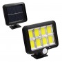 GLOBOSTAR® ZETA 71464 Προβολέας με Ανιχνευτή PIR / Αισθητήρα Κίνησης LED 20W 600lm 120° DC 5V με Φωτοβολταϊκό Panel 5V 1W & Επαναφορτιζόμενη Μπαταρία Li-ion 3.2V 2400mAh Αδιάβροχο IP65 Ψυχρό Λευκό 6000K - Sanan COB Chip - Μαύρο - Μ15 x Π3.5 x Υ13cm - 2 Χρόνια Εγγύηση