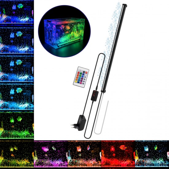 GLOBOSTAR® AQUARIUS 79677 Φωτιστικό Ενυδρείου με Οξυγονωτή & IR Ασύρματο Χειριστήριο LED 24W 1200lm 180° AC 220-240V Αδιάβροχο IP65 Πολύχρωμο RGB Dimmable - Sanan SMD Chip - Μαύρο - Μ67 x Π2.8 x Υ1.3cm - 2 Χρόνια Εγγύηση