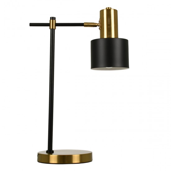 GLOBOSTAR® LETO 00835 Μοντέρνο Επιτραπέζιο Φωτιστικό Πορτατίφ με Ντουί 1 x E27 AC 220-240V IP20 - Μαύρο & Χρυσό - Μ18 x Π18 x Υ50.5cm