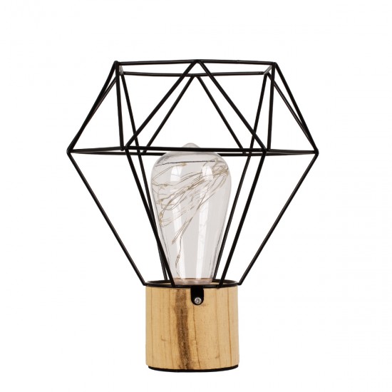 GLOBOSTAR® ANTLER 01441 Μοντέρνο Επιτραπέζιο Φωτιστικό LED 2.2W 154lm 360° DC 5V IP20 Θερμό Λευκό 2700K - DIODE - Μαύρο & Μπεζ - Μ19 x Π19 x Υ23cm - 2 Χρόνια Εγγύηση