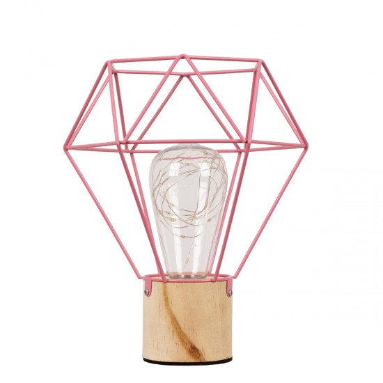 GLOBOSTAR® ANTLER 01442 Μοντέρνο Επιτραπέζιο Φωτιστικό LED 2.2W 154lm 360° DC 5V IP20 Θερμό Λευκό 2700K - DIODE - Ροζ & Μπεζ - Μ19 x Π19 x Υ23cm - 2 Χρόνια Εγγύηση