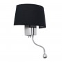 GLOBOSTAR® ELEGANT 01492 Μοντέρνο Φωτιστικό Τοίχου - Απλίκα Ξενοδοχείου Reading Light με Ντουί 1 x E27 LED 3W 360lm 36° AC 220-240V IP20 Θερμό Λευκό 2700K - Bridgelux COB Chip - Χρώμιο & Μαύρο - Μ26 x Π16.5 x Υ33cm - 2 Χρόνια Εγγύηση