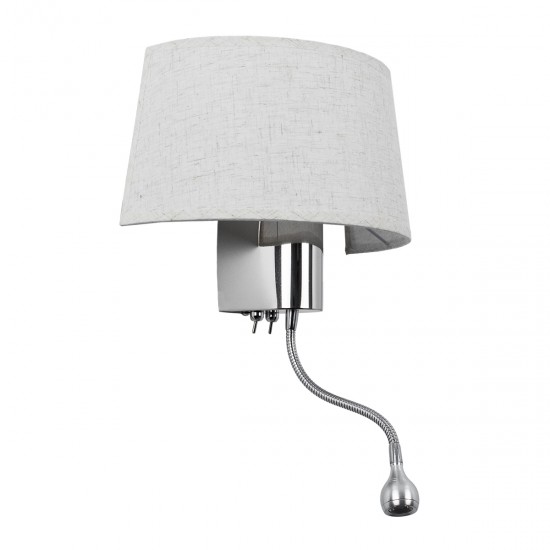 GLOBOSTAR® ELEGANT 01493 Μοντέρνο Φωτιστικό Τοίχου - Απλίκα Ξενοδοχείου Reading Light με Ντουί 1 x E27 LED 3W 360lm 36° AC 220-240V IP20 Θερμό Λευκό 2700K - Bridgelux COB Chip - Ασημί & Λευκό - Μ26 x Π16.5 x Υ33cm - 2 Χρόνια Εγγύηση