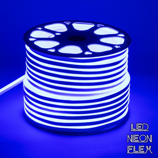 GLOBOSTAR® NEOVALE 70575 Ταινία Neon Flex LED 12W/m 600lm/m 120° DC 220-240V Αδιάβροχο IP65 120 x SMD2835 Chip/m Μπλε Dimmable - Sanan SMD Chip - Μ100 x Π0.8 x Υ1.6cm - 3 Χρόνια Εγγύηση