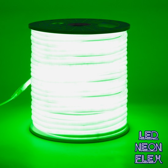 GLOBOSTAR® NEOTUBE 70594 Ταινία Neon Flex LED 12W/m 600lm/m 360° DC 220-240V Αδιάβροχο IP65 120 x SMD2835 Chip/m Πράσινο Dimmable - Sanan SMD Chip - Μ100 x Π1.3 x Υ1.3cm - 3 Χρόνια Εγγύηση