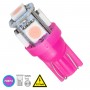 GLOBOSTAR® W5W-T10 81055 Λάμπα W5W T10 LED 0.36W 45lm 360° DC 12V IP20 Ροζ - 5 x Epistar SMD5050 Chip - Μ1.2 x Π1.2 x Υ2.7cm - 1 Χρόνο Εγγύηση