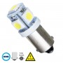 GLOBOSTAR® BA9S-T4W 81284 Λάμπα Ba9S T4W LED 0.48W 100lm 360° DC 12V IP20 Ψυχρό Λευκό 6000K - 5 x Epistar SMD5050 Chip - Μ1.1 x Π1.1 x Υ2.5cm - 1 Χρόνο Εγγύηση