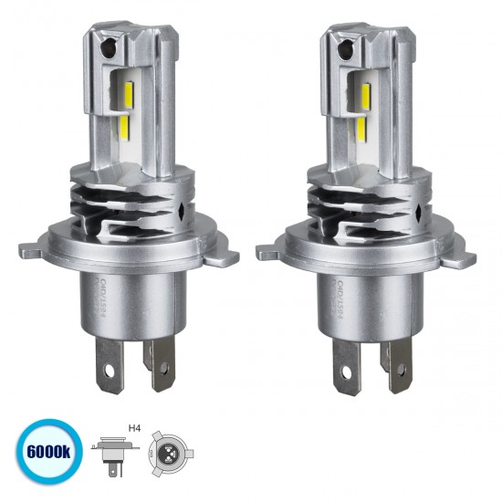 GLOBOSTAR® LEDKITM4 81665 Λάμπα H4 CANbus LED 20W/40W 3200lm/6400lm 360° DC 12-24V Αδιάβροχο IP65 Ψυχρό Λευκό 6000K - CREE COB Chip - Μ4.7 x Π4.7 x Υ8.2cm - Πακέτο 2 Τεμαχίων - 2 Χρόνια Εγγύηση