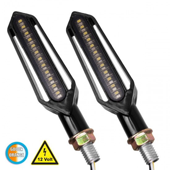 GLOBOSTAR® TURNLIGHT 81757 Φλας Μοτοσυκλέτας LED 1.5W/3W 220lm/440lm 120° DC 12V Αδιάβροχο IP65 Πορτοκαλί - Μ12.2 x Π2.8 x Υ2.5cm - Πακέτο 2 Τεμαχίων - 1 Χρόνο Εγγύηση