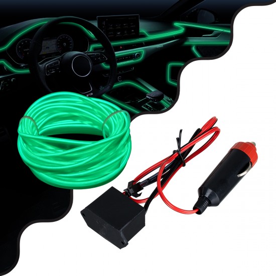 GLOBOSTAR® ELWIRE 82209 Κιτ Διακοσμητικού Φωτισμού Αυτοκινήτου LED 1.2W 84lm 360° DC 12V Αδιάβροχο IP65 Πράσινο - Μ300 x Π1 x Υ0.3cm - 1 Χρόνο Εγγύηση