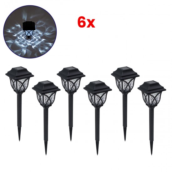 GloboStar® 85703 ΣΕΤ 6 Τεμαχίων Αυτόνομα Ηλιακά Φωτιστικά LED SMD 1W 100lm με Ενσωματωμένη Μπαταρία 600mAh - Φωτοβολταϊκό Πάνελ με Αισθητήρα Ημέρας-Νύχτας Αδιάβροχο IP65 Φανάρι Κήπου Τετράγωνο Ψυχρό Λευκό 6000K