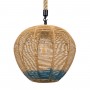 GLOBOSTAR® SIMON 00726 Boho Κρεμαστό Φωτιστικό Οροφής με Ντουί 1 x E27 AC 220-240V IP20 - Μπεζ & Μπλε - Μ30 x Π30 x Υ30cm