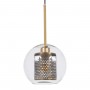 GLOBOSTAR® AVERY 00739 Μοντέρνο Κρεμαστό Φωτιστικό Οροφής με Ντουί 1 x E27 AC 220-240V IP20 - Διάφανο & Χρυσό - Μ18 x Π18 x Υ38cm