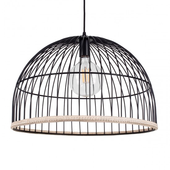 GLOBOSTAR® NEVIS 00681 Μοντέρνο Κρεμαστό Φωτιστικό Οροφής με Ντουί 1 x E27 AC 220-240V IP20 - Μαύρο & Μπεζ - Μ49 x Π49 x Υ34.5cm