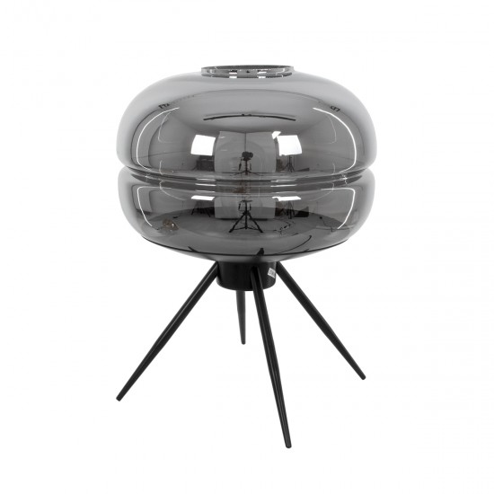 GLOBOSTAR® JAVAN 00738 Μοντέρνο Επιτραπέζιο Φωτιστικό Πορτατίφ με Ντουί 1 x E27 AC 220-240V IP20 - Μαύρο Φιμέ & Μαύρο - Μ30 x Π30 x Y40cm