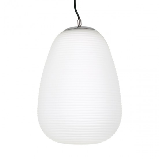 GLOBOSTAR® FREYA 00745 Μοντέρνο Κρεμαστό Φωτιστικό Οροφής με Ντουί 1 x E27 AC 220-240V IP20 - Λευκό & Ασημί - Μ24 x Π24 x Υ35cm