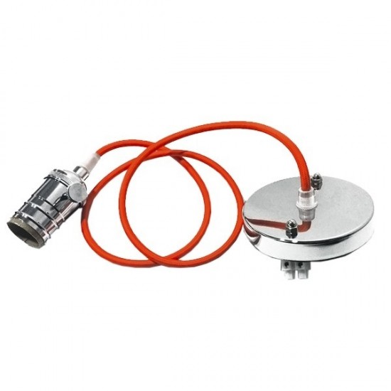 GLOBOSTAR® SUSPENS 115101 Vintage Κρεμαστό Φωτιστικό Οροφής με Ντουί 1 x E27 AC 220-240V IP20 - Ασημί & Πορτοκαλί - Μ10 x Π10 x Y94.3cm