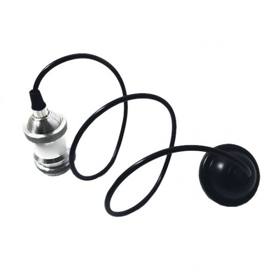 GLOBOSTAR® SUSPENS 115102 Vintage Κρεμαστό Φωτιστικό Οροφής με Ντουί 1 x E27 AC 220-240V IP20 - Ασημί & Μαύρο - Μ6.7 x Π6.7 x Y94.3cm