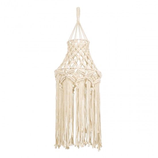 GloboStar® 36209 SOMALIA Boho Καπέλο Φωτιστικού Μακραμέ Πλεκτό Χειροποίητο Μπεζ Βαμβακερό Νήμα - Μ30 x Π30  x Υ90cm