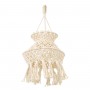 GloboStar® 36212 LIBYA Boho Καπέλο Φωτιστικού- Μακραμέ Πλεκτό Χειροποίητο Μπεζ Βαμβακερό Νήμα - Μ30 x Π30  x Υ50cm