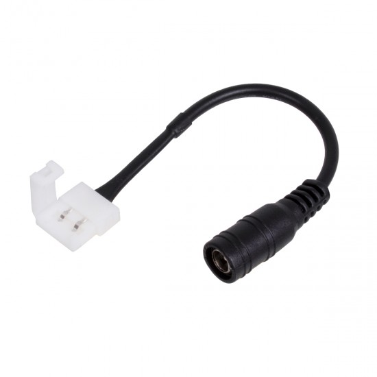 GLOBOSTAR® STRIPCON 70740 Ταχυσύνδεσμος για Μονόχρωμη Ταινία LED 10mm σε DC Jack 5.5x2.1mm Θηλυκό Σύνδεσμο IP20 - Λευκό - Μ15 x Π1.2 x Υ1.2cm