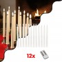 GLOBOSTAR® CANDLESTICKS 79564 Διακοσμητικό Κερi Κηροπηγίου με Εφέ Κινούμενης Φλόγας & IR Ασύρματο Χειριστήριο LED 0.5W 25lm 180° DC 3V με 2xAA Μπαταρίες IP20 Θερμό Λευκό 2700K - Λευκό - Μ2 x Π2 x Υ27.5cm - Πακέτο 12 Τεμαχίων - 2 Χρόνια Εγγύηση