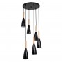 GLOBOSTAR® DILLON 00628 Μοντέρνο Κρεμαστό Φωτιστικό Οροφής με Ντουί 6 x E27 AC 220-240V IP20 - Μαύρο & Μπεζ - Μ52 x Π52 x Y130cm