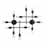 GLOBOSTAR® PIPING 00667 Vintage Φωτιστικό Τοίχου - Απλίκα με Ντουί 12 x E27 AC 220-240V IP20 - Μαύρο - Μ78.5 x Π9.5 x Υ64cm