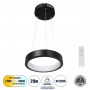 GLOBOSTAR® NEMESIS 61152 Μοντέρνο Κρεμαστό Φωτιστικό Οροφής LED 20W 2356lm 360° AC 220-240V IP20 Ρυθμιζόμενο Λευκό CCT με Χειριστήριο από 2700K έως 6000K Dimmable - Lumileds SMD Chip - Μαυρό Ματ - Μ25 x Π25 x Υ4cm - 3 Χρόνια Εγγύηση