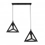GLOBOSTAR® TRIANGLE 00611 Μοντέρνο Κρεμαστό Φωτιστικό Οροφής με Ντουί 2 x E27 AC 220-240V IP20 - Μαύρο - Μ60 x Π22 x Y130cm