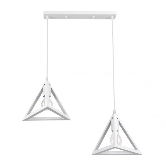 GLOBOSTAR® TRIANGLE 00612 Μοντέρνο Κρεμαστό Φωτιστικό Οροφής με Ντουί 2 x E27 AC 220-240V IP20 - Λευκό - Μ60 x Π22 x Y130cm
