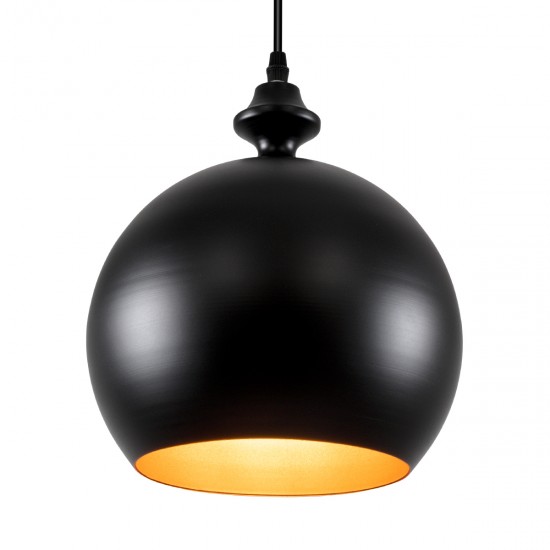 GLOBOSTAR® ROCKFORD 01287-B Μοντέρνο Κρεμαστό Φωτιστικό Οροφής με Ντουί 1 x E27 AC 220-240V IP20 - Μαύρο & Χρυσό - Μ24 x Π24 x Y27cm