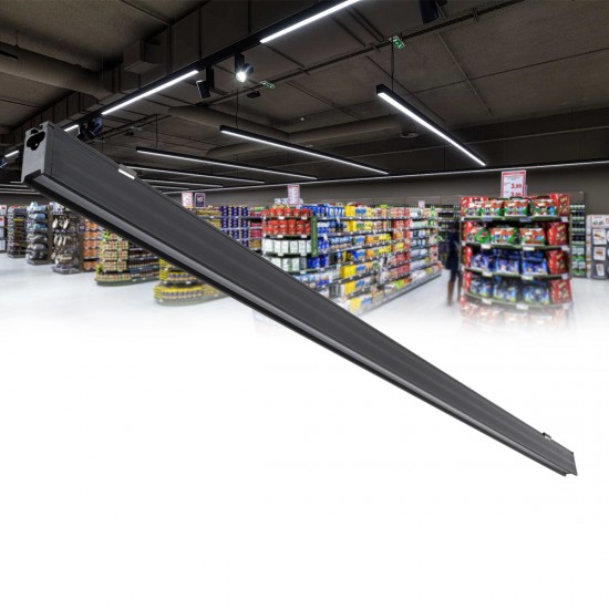 GLOBOSTAR® MARKET 61020 Μοντέρνο Γραμμικό Επεκτεινόμενο Φωτιστικό Οροφής LED 18W 2230lm 60° AC 220-240V IP20 Ψυχρό Λευκό 6000K - Lumileds SMD Chip - Μαύρο Ματ - Μ120 x Π2 x Υ4cm - 3 Χρόνια Εγγύηση
