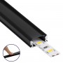 GLOBOSTAR® ALP-LINEAR SURFABO 70806-3M Επιφανειακό Προφίλ Αλουμινίου με Μαύρο Φιμέ Πατητό Κάλυμμα για Ταινίες LED IP20 - Μαύρο - Μ300 x Π1.6 x Υ0.7cm - Πακέτο 5 Τεμαχίων