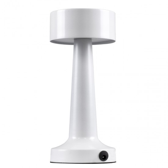 GloboStar® BELLA 76502 Επαναφορτιζόμενο Επιτραπέζιο Φωτιστικό Πορτατίφ LED 1.5W 105lm 120° DC 5V IP44 Θερμό Λευκό 2700K Dimmable Λευκό Αλουμίνιο - Μ9 x Π9 x Υ21cm - 2 Xρόνια Εγγύηση