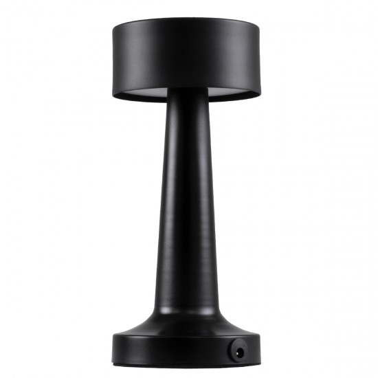 GloboStar® BELLA 76503 Επαναφορτιζόμενο Επιτραπέζιο Φωτιστικό Πορτατίφ LED 1.5W 105lm 120° DC 5V IP44 Θερμό Λευκό 2700K Dimmable Μαύρο Αλουμίνιο - Μ9 x Π9 x Υ21cm - 2 Xρόνια Εγγύηση