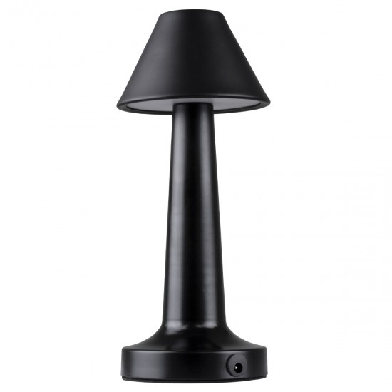GloboStar® MOLLY 76515 Επαναφορτιζόμενο Επιτραπέζιο Φωτιστικό Πορτατίφ LED 1.5W 105lm 120° DC 5V IP44 Θερμό Λευκό 2700K Dimmable Μαύρο Αλουμίνιο - Μ10 x Π10 x Υ23cm - 2 Xρόνια Εγγύηση