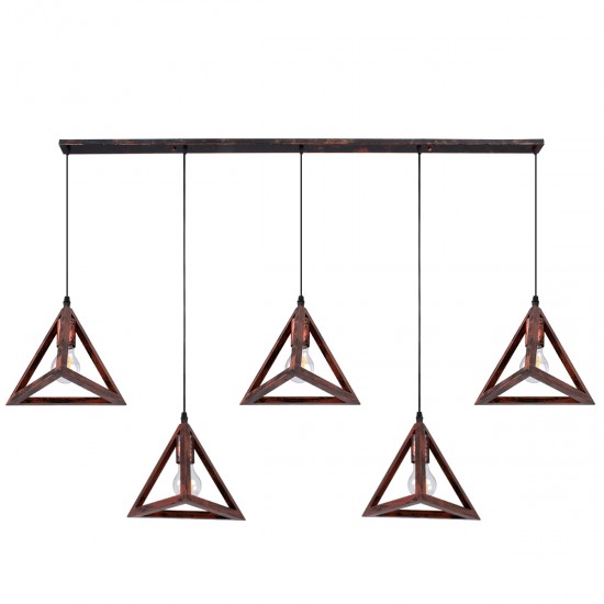 GLOBOSTAR® TRIANGLE 00609 Μοντέρνο Κρεμαστό Φωτιστικό Οροφής με Ντουί 5 x E27 AC 220-240V IP20 - Χάλκινο - Μ170 x Π22 x Y130cm