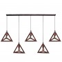 GLOBOSTAR® TRIANGLE 00609 Μοντέρνο Κρεμαστό Φωτιστικό Οροφής με Ντουί 5 x E27 AC 220-240V IP20 - Χάλκινο - Μ170 x Π22 x Y130cm