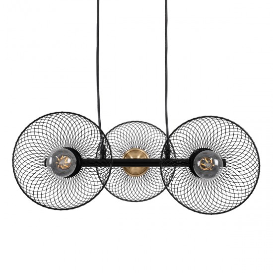 GLOBOSTAR® VERONA 00586 Μοντέρνο Κρεμαστό Φωτιστικό Οροφής με Ντουί 3 x E27 AC 220-240V IP20 - Μαύρο & Χρυσό - Μ50 x Π28 x Υ20cm