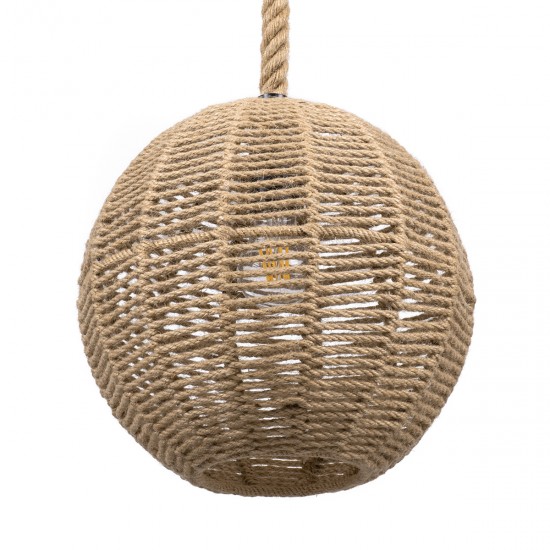 GLOBOSTAR® MANDALA 00731 Boho Κρεμαστό Φωτιστικό Οροφής με Ντουί 1 x E27 AC 220-240V IP20 - Μπεζ - Μ30 x Π30 x Y30cm