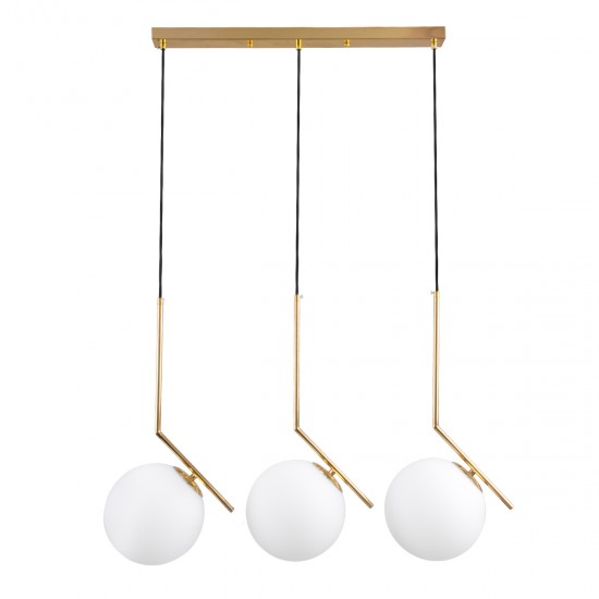 GLOBOSTAR® MONROE 00955 Μοντέρνο Κρεμαστό Φωτιστικό Οροφής με Ντουί 3 x E27 AC 220-240V IP20 - Χρυσό & Λευκό - Μ74 x Π25 x Υ50cm