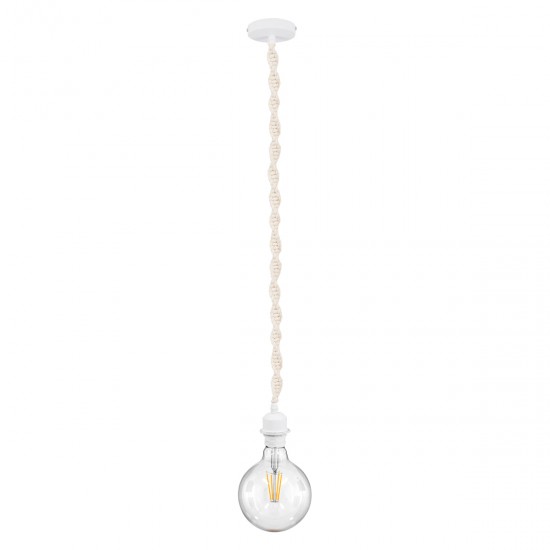 GLOBOSTAR® SHAQRA 36215 Μοντέρνο Κρεμαστό Φωτιστικό Οροφής με Ντουί 1 x E27 AC 220-240V IP20 - Μπεζ & Λευκό - Μ4 x Π4 x Υ110cm