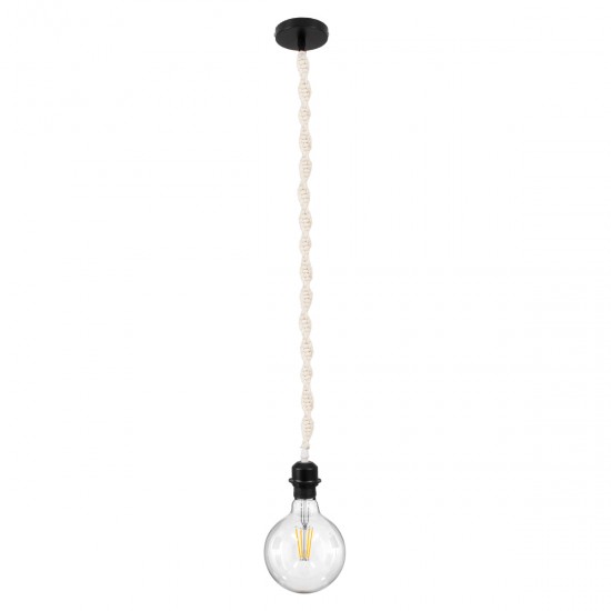 GLOBOSTAR® SHAQRA 36216 Μοντέρνο Κρεμαστό Φωτιστικό Οροφής με Ντουί 1 x E27 AC 220-240V IP20 - Μπεζ & Μαύρο - Μ4 x Π4 x Υ110cm
