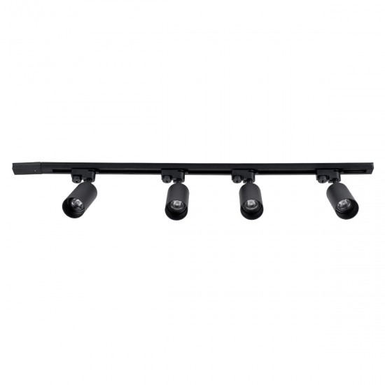 GLOBOSTAR® LEO 60356 Μοντέρνο Φωτιστικό Οροφής με Ντουί 4 x GU10 AC 220-240V IP20 - Μαύρο - Μ100 x Π6 x Υ20cm