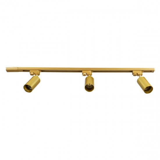 GLOBOSTAR® LEO 60359 Μοντέρνο Φωτιστικό Οροφής με Ντουί 3 x GU10 AC 220-240V IP20 - Χρυσό Πλατίνα - Μ100 x Π6 x Υ20cm
