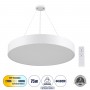 GLOBOSTAR® BURTON 61203 Μοντέρνο Κρεμαστό Φωτιστικό Οροφής LED 75W 7500lm 120° AC 220-240V IP20 Ρυθμιζόμενο Λευκό CCT με Χειριστήριο από 2700K έως 6000K Dimmable - Lumileds SMD Chip - Λευκό Ματ - Μ60 x Π60 x Υ8cm - 3 Χρόνια Εγγύηση