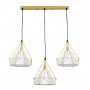 GLOBOSTAR® EIFFEL 61571 Vintage Κρεμαστό Φωτιστικό Οροφής με Ντουί 3 x E27 AC 220-240V IP20 - Χρυσό & Λευκό - Μ68 x Π25 x Υ130cm