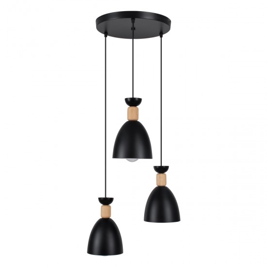 GLOBOSTAR® AVA 61572 Μοντέρνο Κρεμαστό Φωτιστικό Οροφής με Ντουί 3 x E27 AC 220-240V IP20 - Μαύρο & Μπεζ - Μ35 x Π35 x Υ130cm
